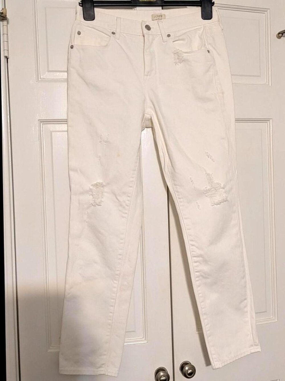 J.Crew Distressed White Straight Leg Jeans - Size 26 (equivalent to a US women's